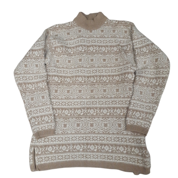 Cream and tan snowflake sweater with cashmere feel - Picture 1 of 4
